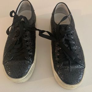 YSL Yves Saint Laurent glitter sneakers black